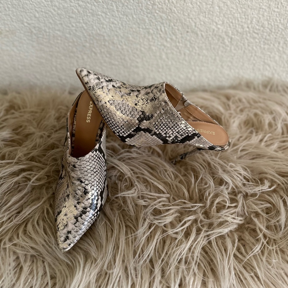 Express Snakeskin Patterned Heels - image 2